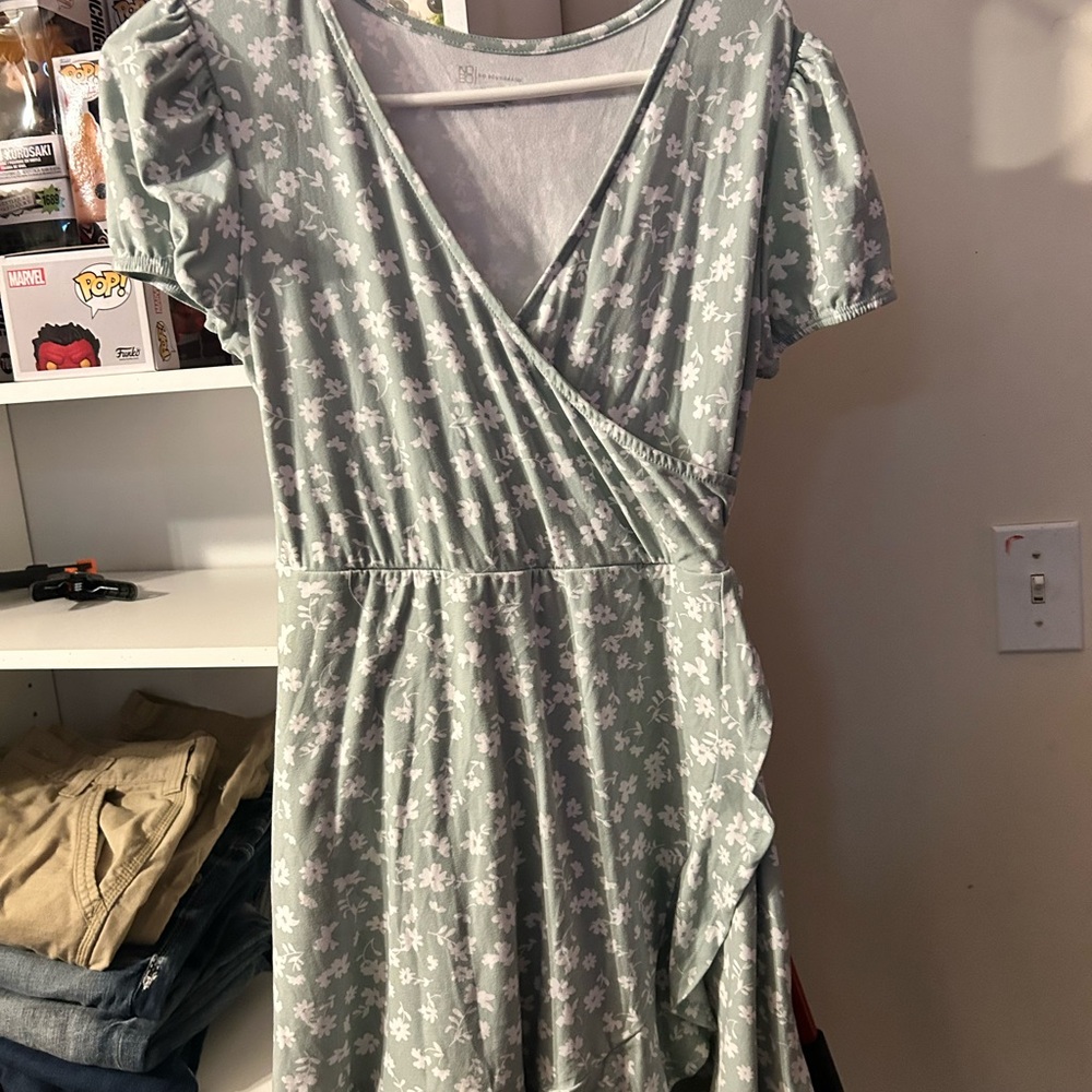 No Boundaries Light Green Floral Midi Dress